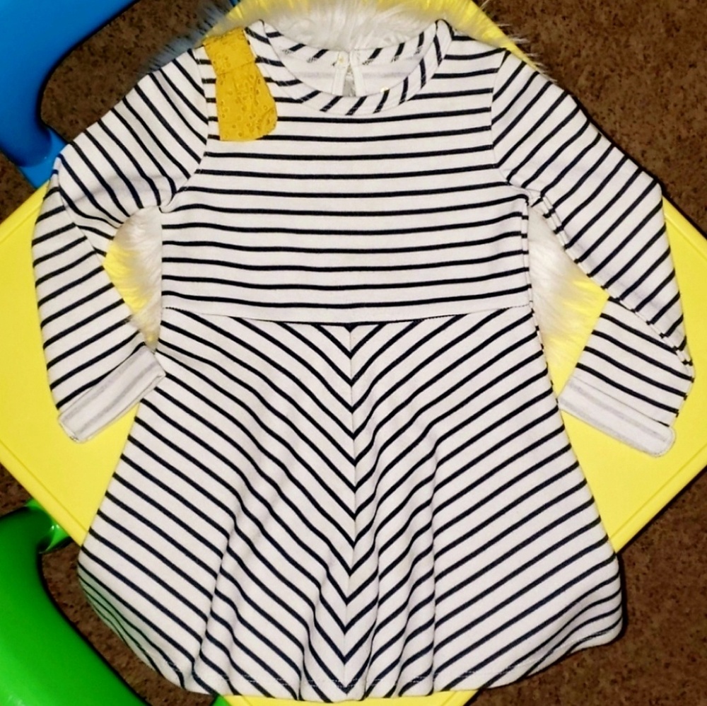 OSHKOSH | Navy Striped Yellow Bow Dress - Picture 1 of 7